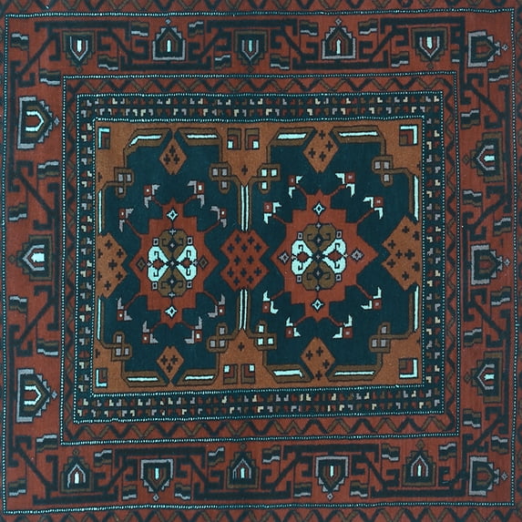 Ahgly Company Indoor Square Persian Light Blue Traditional Area Rugs, 6' Square