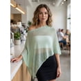 thumbnail image 5 of LMLYSoH Womens Knitted Ponchos Tops Shimmer Solid Shawl Wraps Comfortable Asymmetry Cape for Spring Summer, 5 of 9