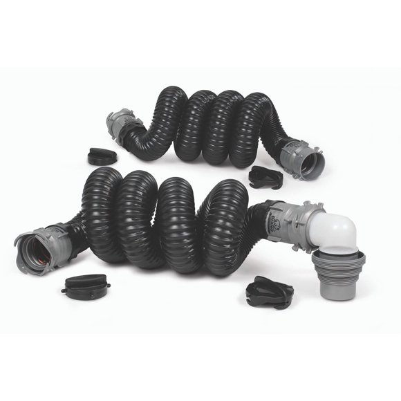 Camco Sewer Hose 39867 RhinoEXTREME; 20 Foot Length; Black Hose; With Rhino Swivel Fittings/Locking Rings and Storage Caps