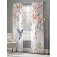 thumbnail image 4 of Spring Bird Sheer Curtains 2 Panels Set Pink Orange Flower Branch Blue Butterfly Country Sheer Window Curtains Light Filtering Rod Pocket Voile Drapes for Bedroom Living Room 52"X108", 4 of 9