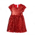 thumbnail image 1 of EnJoCho Robe à Paillettes pour Filles Manches Courtes Brillante Décontractée Ample Col Rond Été Robe Trapèze Mignonne pour Fête, 1 of 3