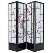 ALEKO 4PRD02 Oriental-Style Wood and Rice Paper 4-Panel Screen Privacy Room Divider, 69.5"W x 69.5"H