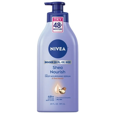 NIVEA Shea Nourish Body Lotion, Dry Skin Lotion with Shea Butter, 20 Fl Oz Pump Bottle