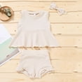 thumbnail image 2 of Penkiiy Toddler Baby Girls Clothes Bow Dress Top Panties Solid Color Summer Suit Toddler Girls Clothes 12-18 Months Beige On Sale, 2 of 5