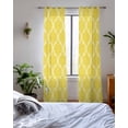 thumbnail image 3 of Yellow Morocco Sheer Curtains 84 Inch Length 2 Panels Set for Living Room/Bedroom, Bohemia Nation Abstract Geometric Motifs Kitchen Curtains Grommet Semi-Sheer Curtains Window Treatments 42"x84"x2, 3 of 7