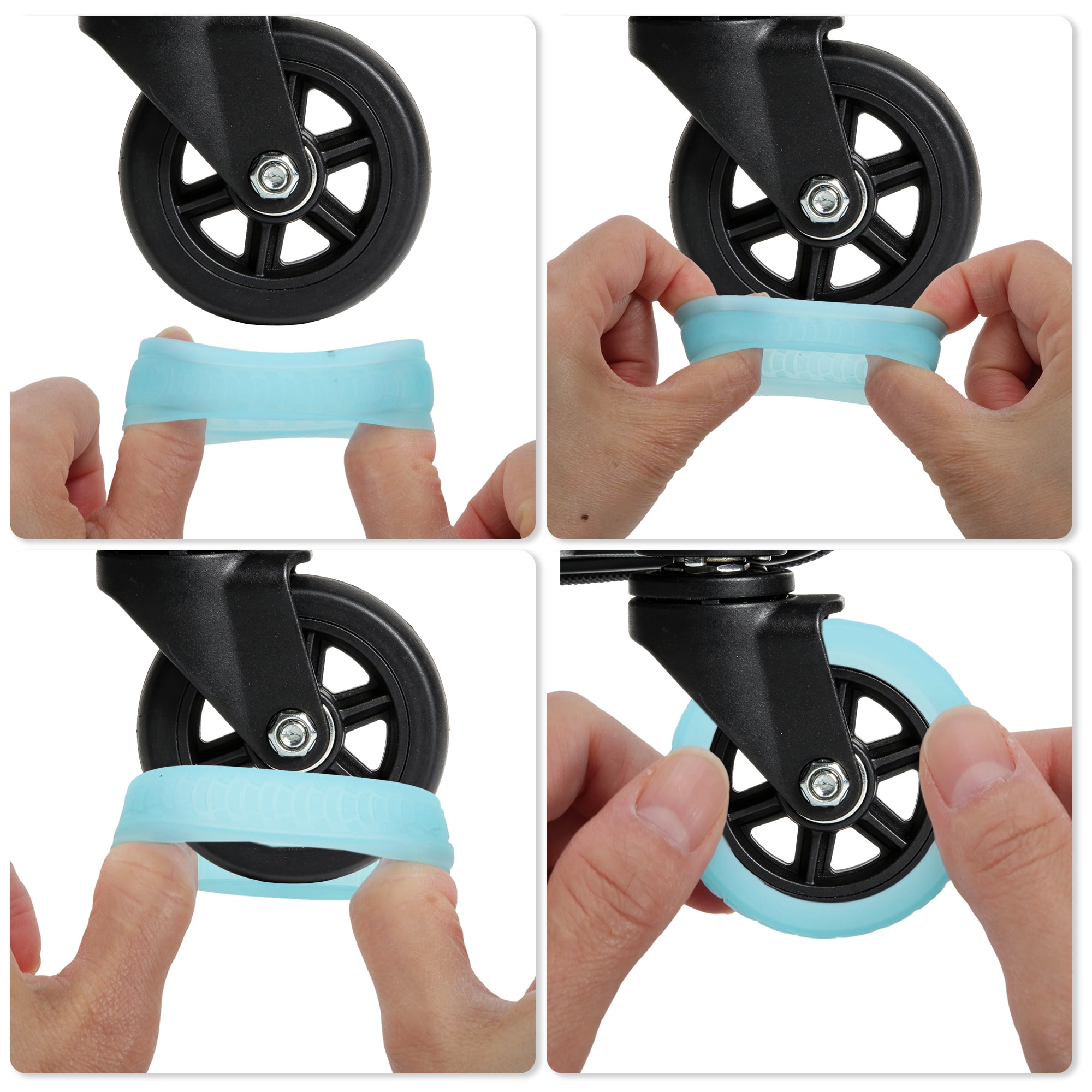 Unique Bargains Durable Convenient Luggage Wheel Covers for Travel 4Pcs Bright Blue