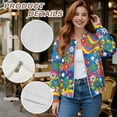 thumbnail image 6 of COEQINE Bomber Jacket Women 2025 Zip Up Y2k Short Jackets Lightweight Fashion Varsity Shacket Coats Stand Collar Windbreaker Streetwear Fall Outfits, 4X-Large, Retro Rainbow Hippie Flower, 6 of 7