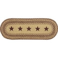 thumbnail image 4 of VHC Brands Burgundy Tan Primitive Jute Runner Braided Textured Stenciled Stars 13"x36", 4 of 6