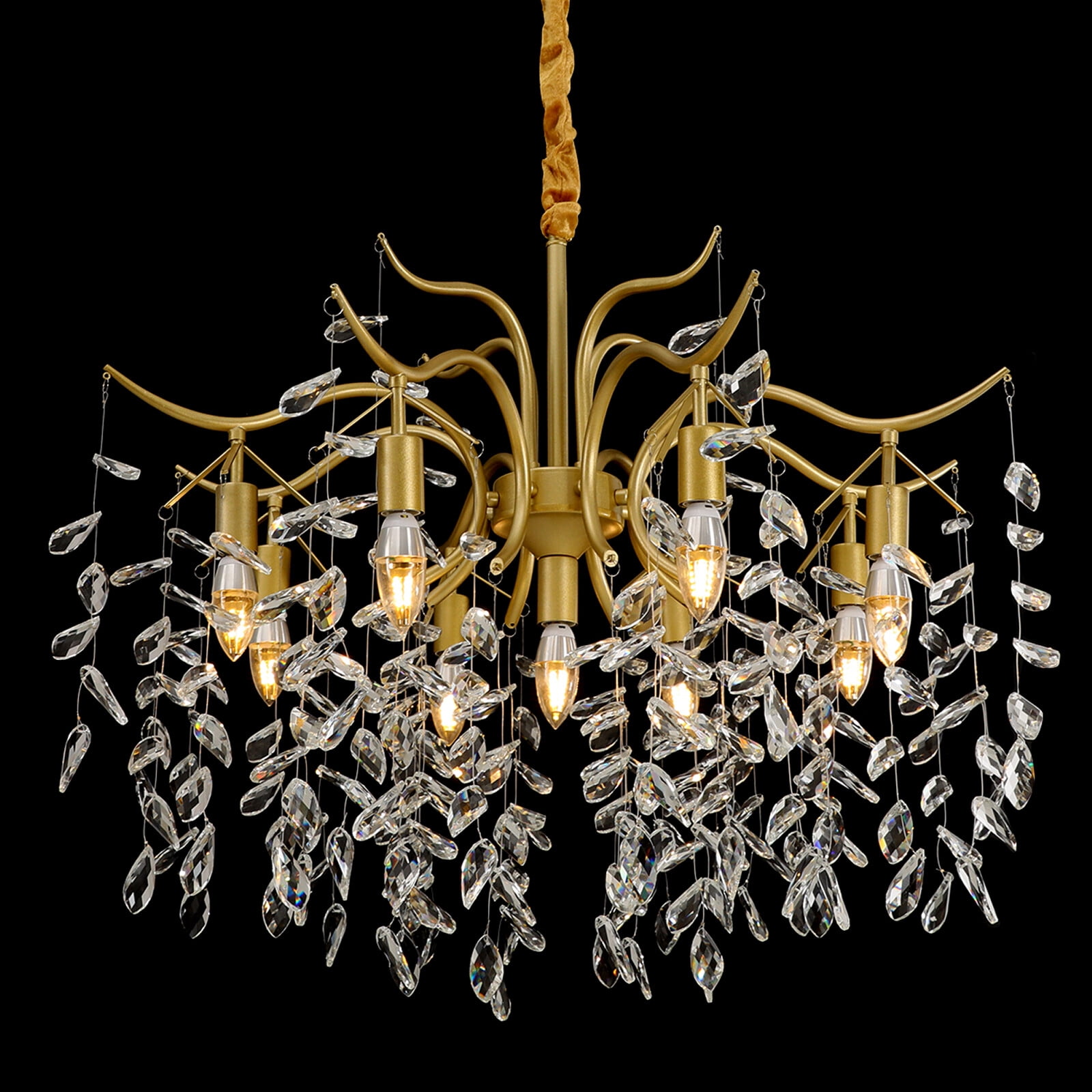 TFCFL Modern Luxury Large Crystal Chandeliers LED Ceiling Light Fixtures Pendant Lamp Adjustable Chain
