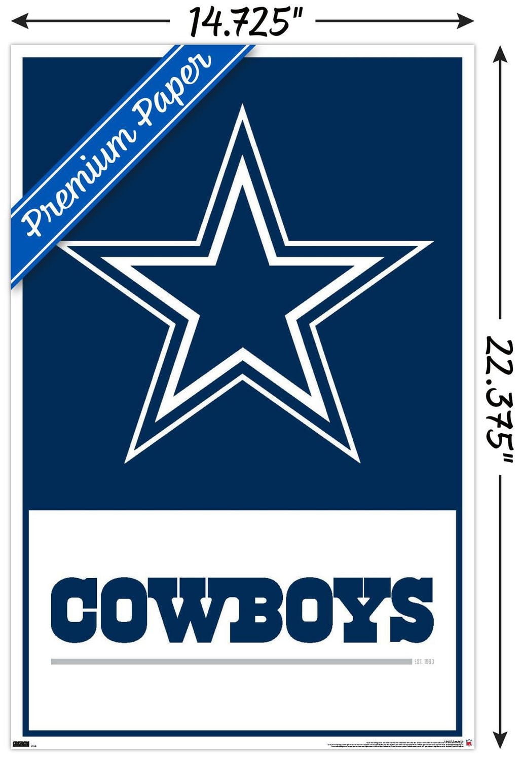 NFL Dallas Cowboys- Logo 21 Wall Poster, 14.725" x 22.375" Framed