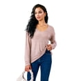 thumbnail image 5 of Gleelaud Women's Lace Long Sleeve shirts Casual V Neck Knit Basic Tees Blouse Khaki, 5 of 7