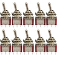 thumbnail image 1 of Interruptor basculante en miniatura de 10 piezas, CA 125 V 6 A/250 V 2 A, 3 pines SPDT ON-Off-ON, 3 pines, 3 posiciones, SPDT, interruptor basculante autoblocante para autopartes, color rojo, 1 of 5