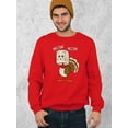 thumbnail image 3 of Thanksgiving Cat Meow Funny Hiding Turkey Crewneck Sweatshirt, L, Red, 3 of 6
