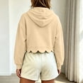 thumbnail image 4 of Cropped Hoodies for Women 2026 Casual Long Sleeve Hooded Sweatshirts Cute Scalloped Hem Hooded with Drawstring Pullover Top, 4 of 5