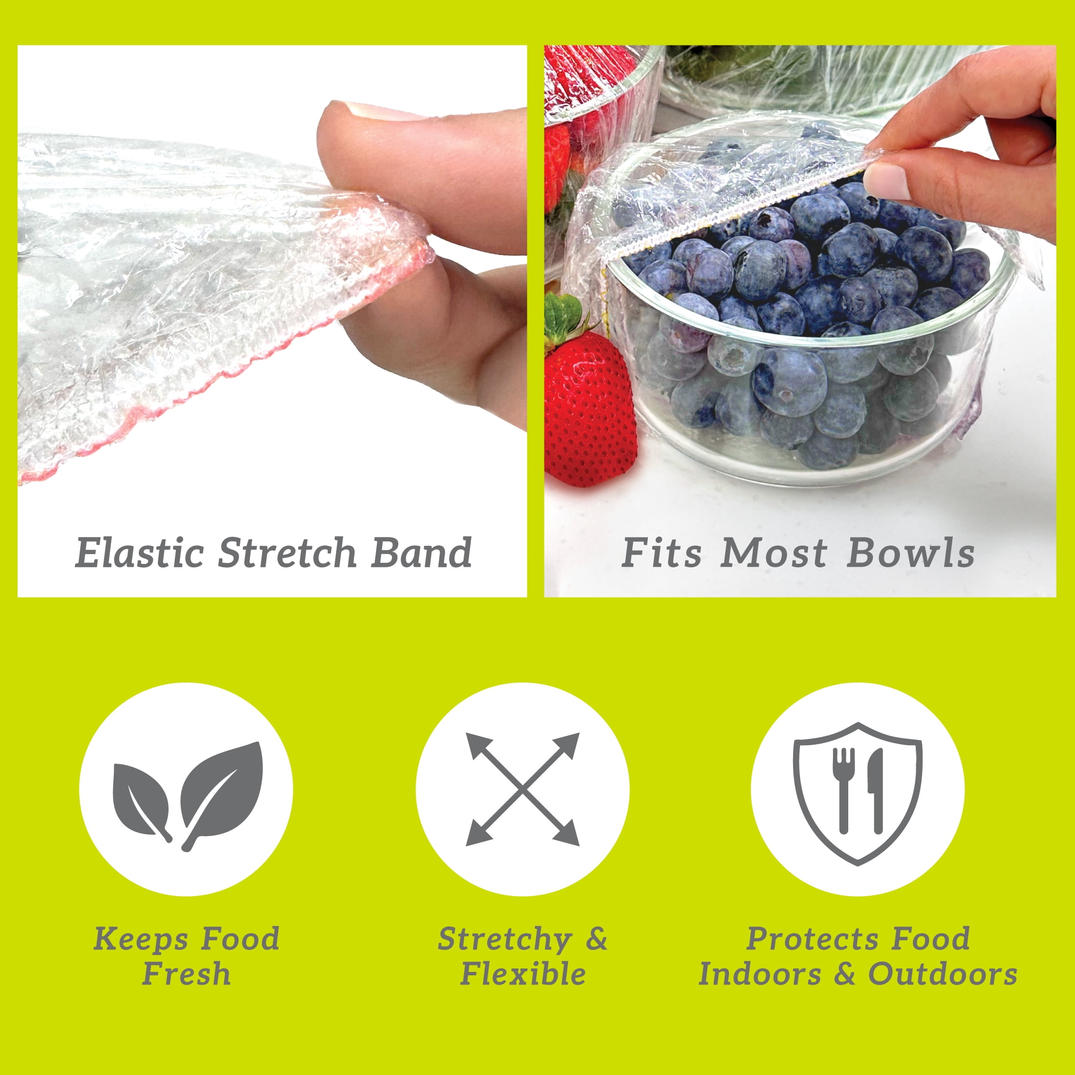 Gourmet Club Reusable Plastic Stretch to Fit Bowl Covers, 12 Count Variety Pack