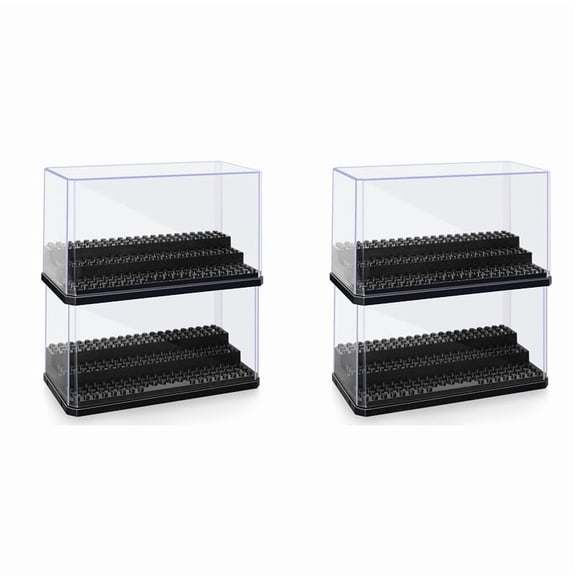 4X Mini Figure Display Box, Stackable Dustproof Building Block Display Box for Action Figure Toys