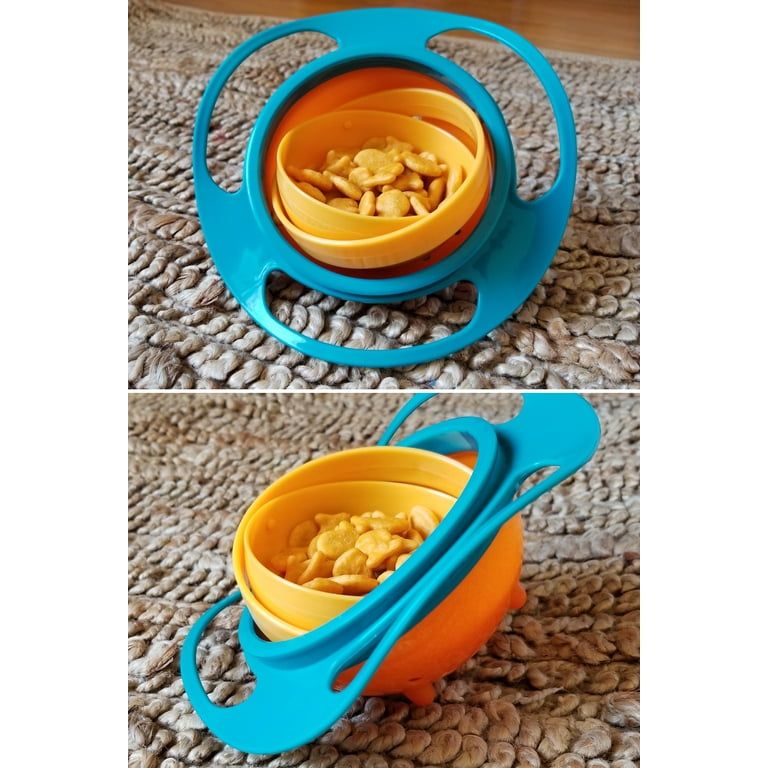 Gyro Bowl Funny 360 Degree Rotate Spill-Proof Bowl With Lid Feeding
