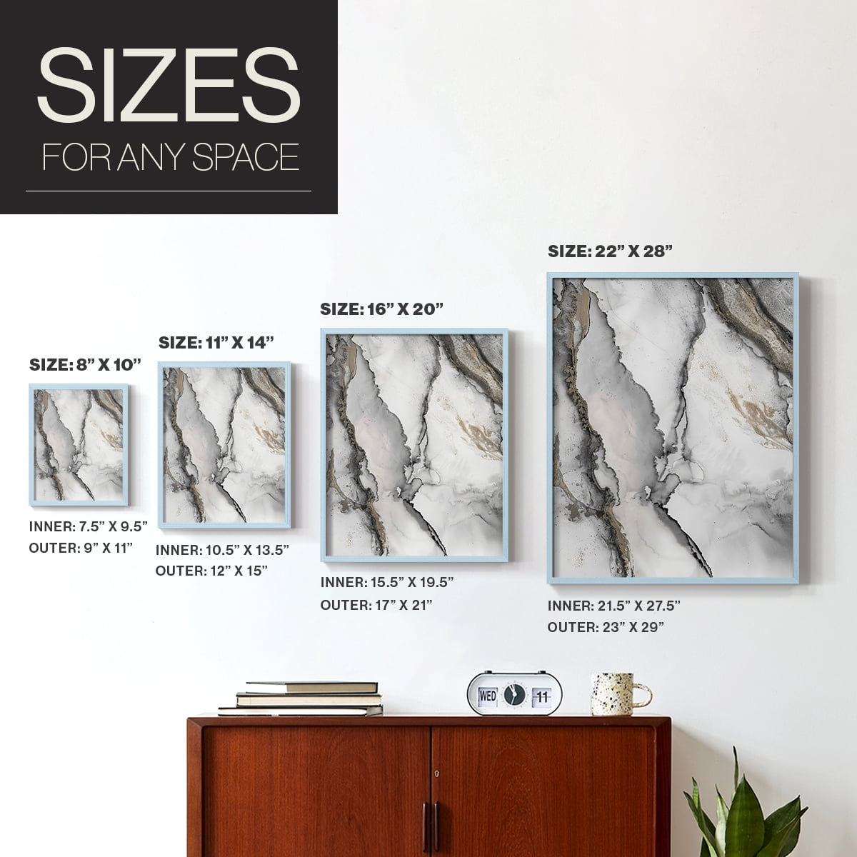 Abstract Ink Fantasy I in Paper Solid Wood 11 x 14 Framed Print
