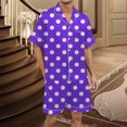 thumbnail image 4 of Men's Gradient Multicolored Printed Silk Satin Short Sleeve Button Up Pajama Wear Set for Comfortable Sleep and Relaxation at Home, 4 of 4
