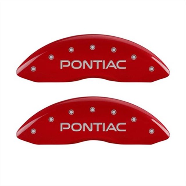 MGP Caliper Covers 18028SPONRD Pontiac Red Caliper Covers - Engraved Front & Rear, Set of 4