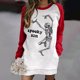 thumbnail image 2 of Vestido estampado de Halloween con cuello redondo, manga larga, cómodo, informal, a la moda para mujer Pompotops  hdfakjf3823, 2 of 5