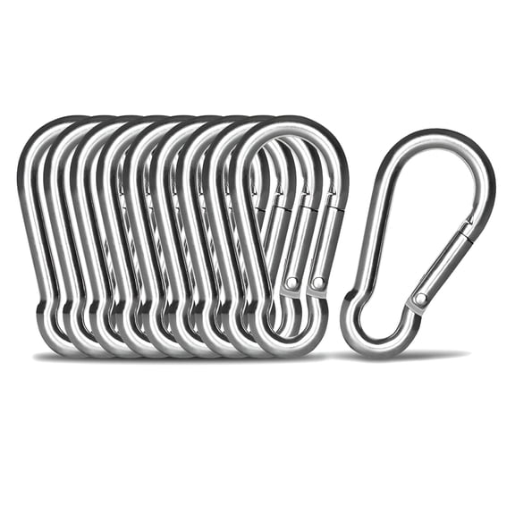 TALENO Heavy Duty Carabiner Clips with Spring Lock, Rust Resistant Zinc Plated Carbon Steel D-Ring for Hiking, Camping, Climbing, Keychain, and Outdoor Use, 10 Pack