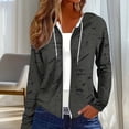 thumbnail image 2 of Zip Up Hooded Cardigans for Women Casual Drawstring Loose Solid Long Sleeve Sweatshirt with Pockets Casual, 2 of 5