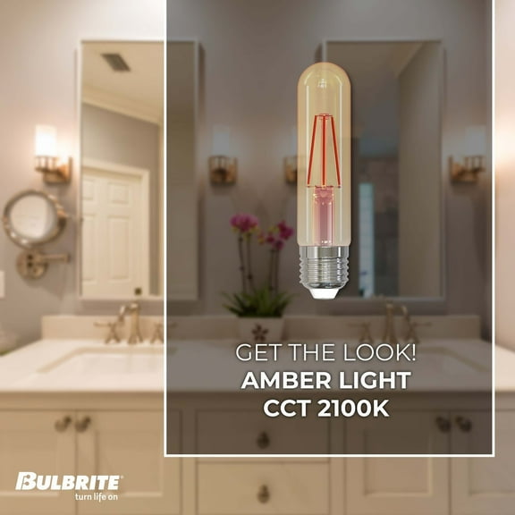 Bulbrite  Pack of (2) Dimmable Antique Filament T9 Medium (E26) LED Bulb 3Watt- 200 Lumens, 2100K, and 90 CRI