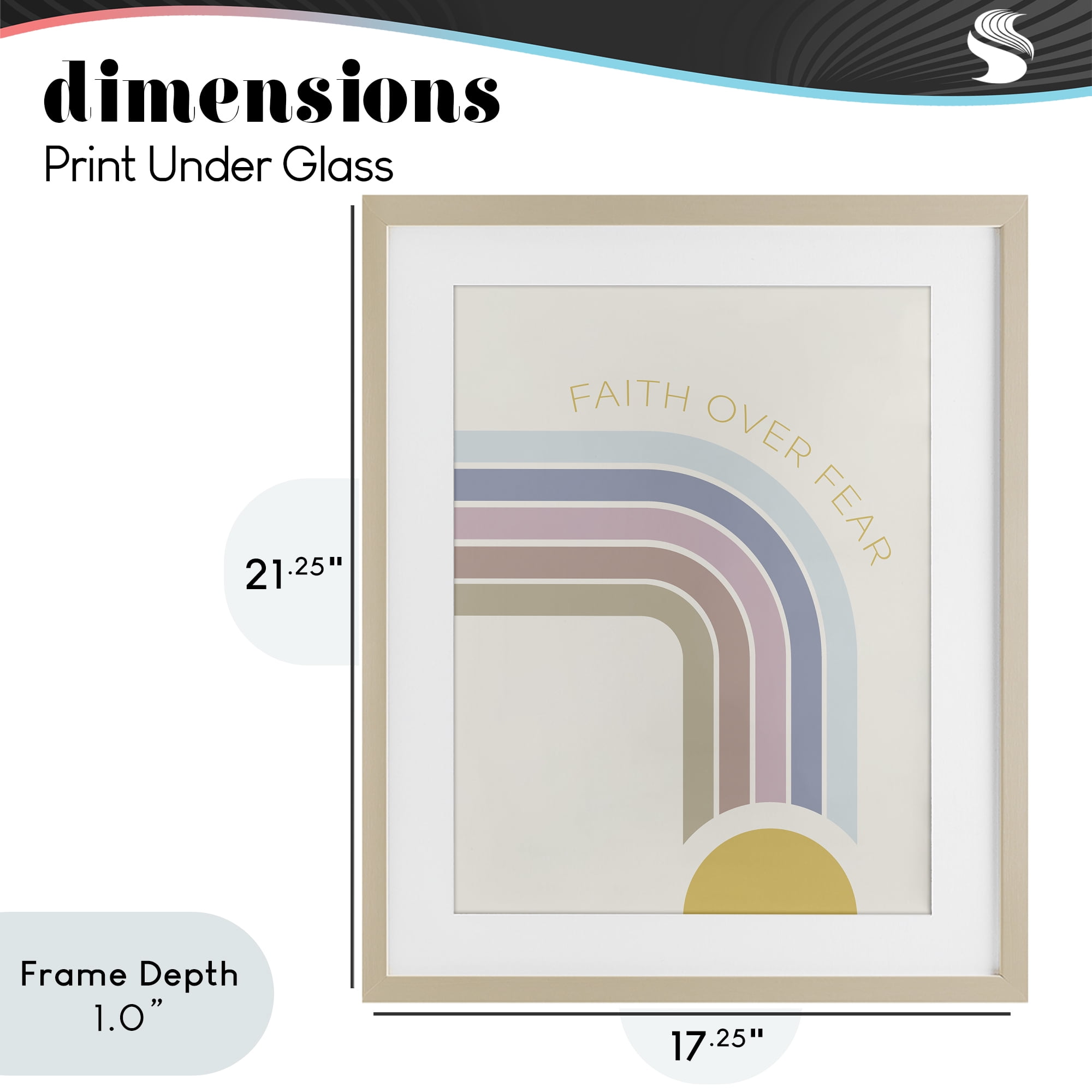 Stupell Industries Faith Over Fear Rainbow Birch Framed Print Under Glass, design by SD Graphics Studio