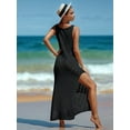 thumbnail image 3 of Womens Crochet Swimsuit Coverup Sleeveless Mesh Bathing Suit Cover Ups Split Maxi Beach Dress Black One size, 3 of 6