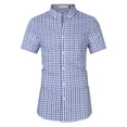 thumbnail image 6 of New Short Sleeve Men's Plaid Lapel Large Size Men's Shirt - Plaid 4-XXL, 6 of 7