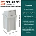 thumbnail image 2 of Sturdy Essentials 32 Gallon Square 100% Recycled Plastic Heavy Duty Outdoor Trash Can with Push Lid - White, 2 of 5