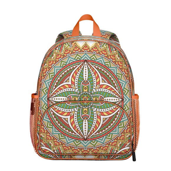 Peace Energy Students Backpack - Colorful Calm Zen Spiritual Design with Lotus Flower Yoga Art, Durable Water-Resistant Oxford Fabric for School and Travel