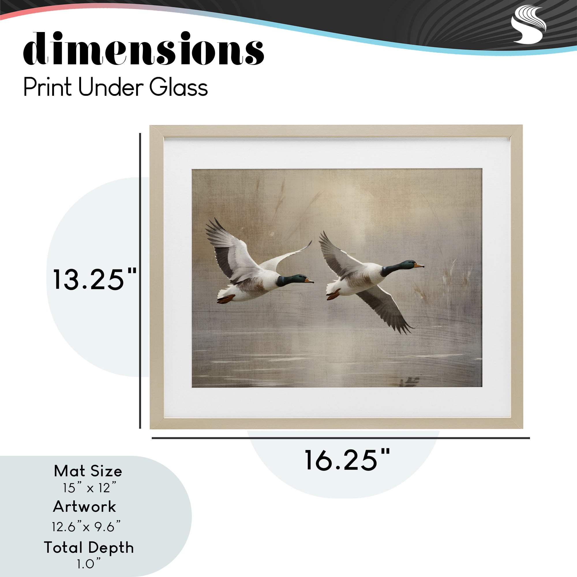 Stupell Industries Mallard Ducks over Pond Birch Framed Print Under Glass, design by Susan Arnot