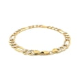 thumbnail image 3 of 7.0mm 14K Yellow Two Tone Solid Pave Figaro Bracelet Size 8.5 inches, 3 of 3