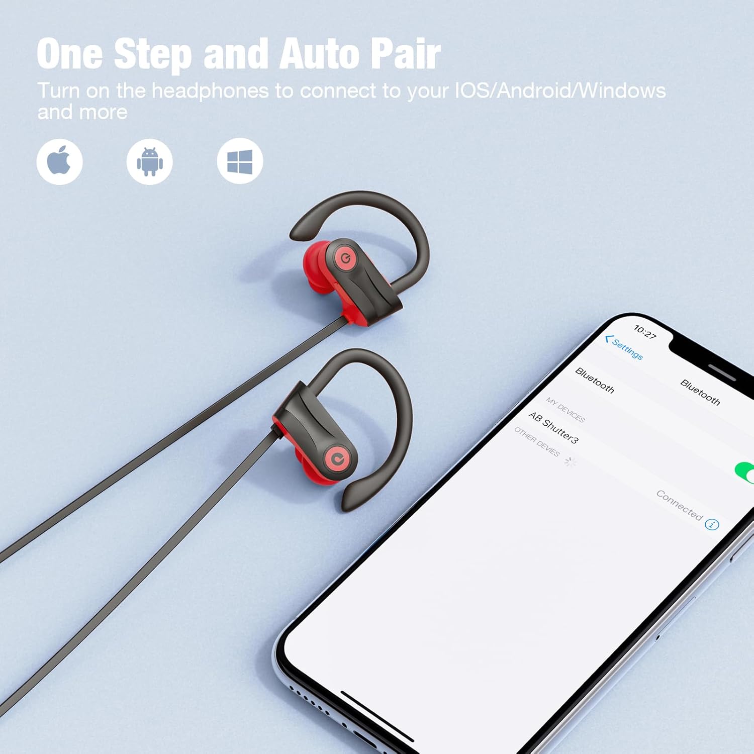 Bluetooth Headphones, Wireless Headphones with 16 Hours Playtime Bluetooth 5.3 Wireless Earbuds HD Deep Bass Stereo Sound Isolation IPX7 Waterproof Earphones for Workout Running Sports