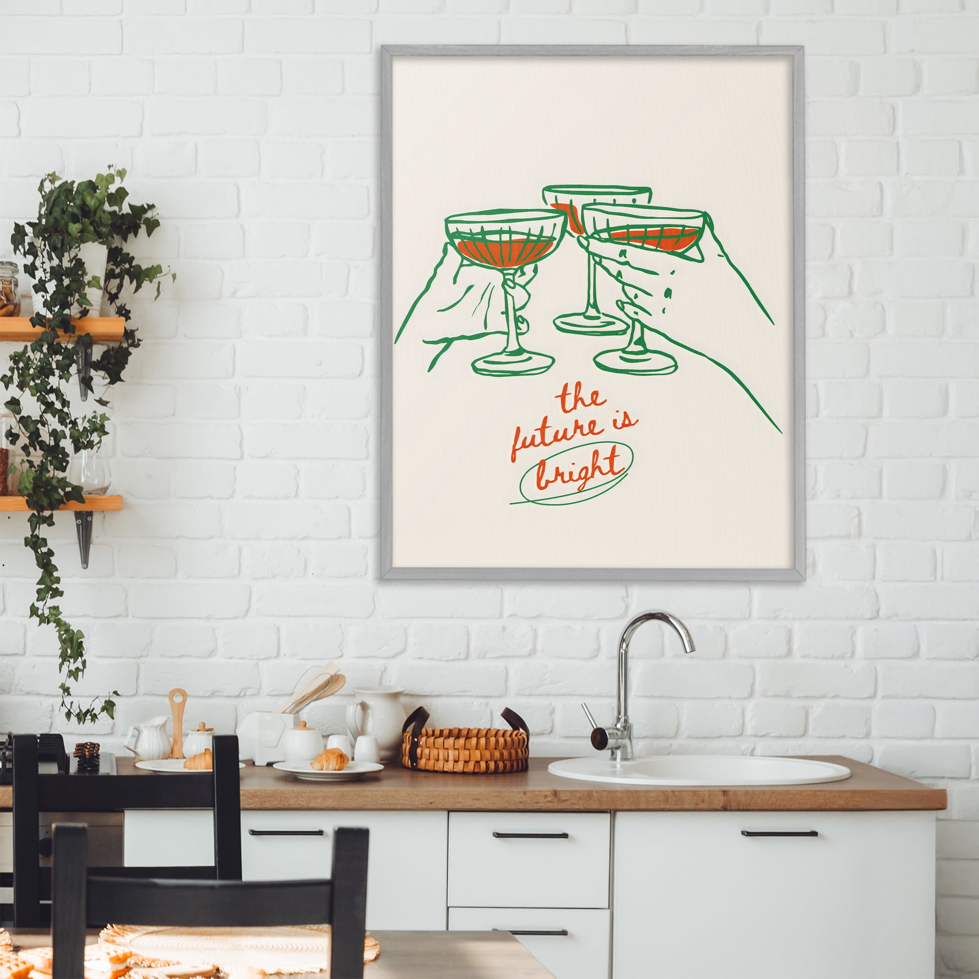 Stupell Industries The Future Is Bright Toast Gray Framed Giclee Art, design by The Prints Vibe