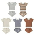 thumbnail image 4 of Hotiary Toddler Baby 2 Piece Outfits Solid Color Pit Strip Round Neck Short Sleeve T-Shirt and Drawstring Elastic Shorts Sets Newborn Infant Suit for 6 Months-3 Years, 4 of 5