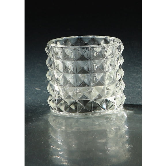 CC Home Furnishings Textured Diamond Pattern Hand Blown Glass Votive or Tea Light Candle Holder - 3"
