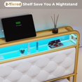 Full Size Bed Frame with LED Light Headboard & Storage Drawers, USB