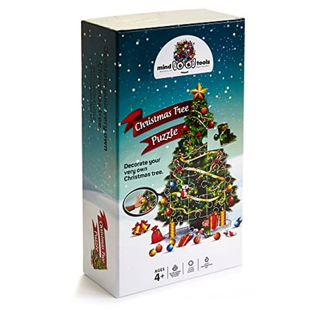 Kids Decorate Christmas Tree Premium Christmas Tree Puzzle + Decorations Set By Mind Tools - Let Your Children Decorate Their Own Christmas Tree - Large 2' x 3' Size - 53 Sturdy Pieces + 29 Ornaments Bundle - Ages 4 & Up ()