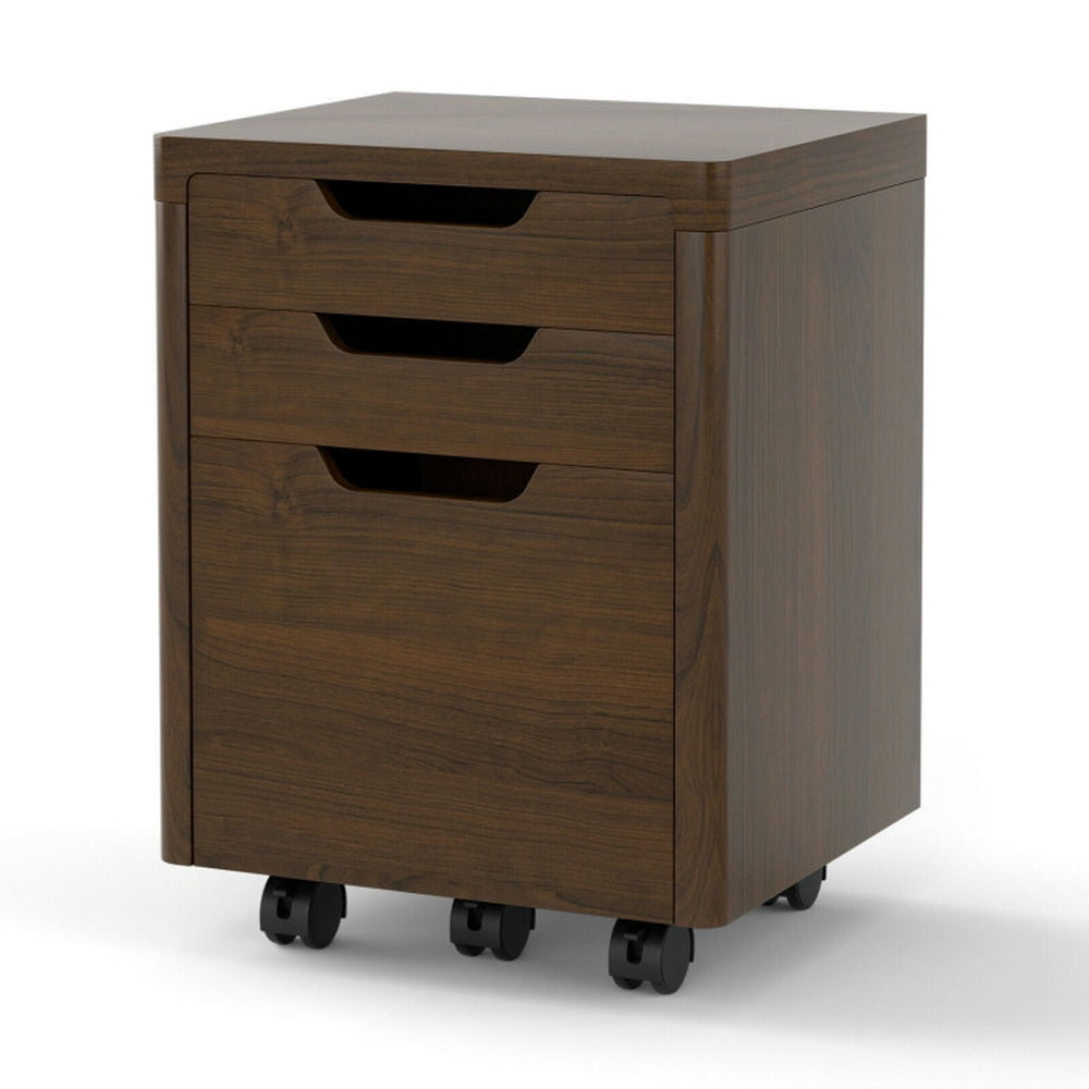 Demi Bonn 3 Drawer Mobile File Cabinet with Lockable Casters, Brown