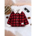 thumbnail image 2 of Toddler Button Jacket Casual Plaid Print Long Sleeve Cardigan Winter Coat Outwear, 2 of 7