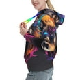 thumbnail image 2 of Uemuo Colorful Wolf Head Pattern Women's Hoodie with Eye-catching Drawstrings- Casual Pullover Hoodie with Kangaroo Pocket, Stylish Hooded Sweatshirt-Small, 2 of 7