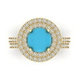 thumbnail image 2 of 2.68 ct Brilliant Round Cut Turquoise 14K Yellow Gold Halo Solitaire with Accents Engagement Bridal Wedding Ring Band Set size 10.5, 2 of 7
