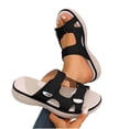 thumbnail image 6 of Wensltd Comfortable Wedge Sandals Women Summer Soft Soled Solid Color Casual Outdoor Beach Walking Comfort Slippers Black, 6 of 6