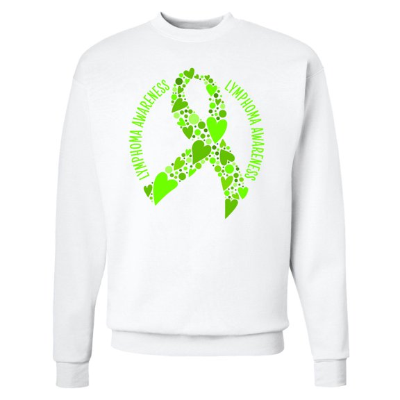 Inktastic Lymphoma Awareness Lime Ribbon Made of Hearts Adult Sweatshirt
