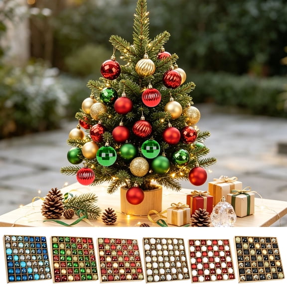 Qwtwty 49 Pcs Christmas Decorations Ornaments Set, Shatterproof Plastic Hanging Pendants Christmas Decorations for Xmas Tree Holiday Party Decor