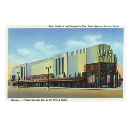 - Houston, Texas - Exterior View of Sears Roebuck and Co Department Store Print Wall Art By Lantern Press