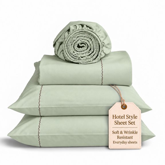 Loomsnest 1800 Series Double Brushed Microfiber 4 Piece Queen Sheet Set, Hotel Style, Wrinkle & Fade Resistant, 16 Inch Deep Pocket, Sage